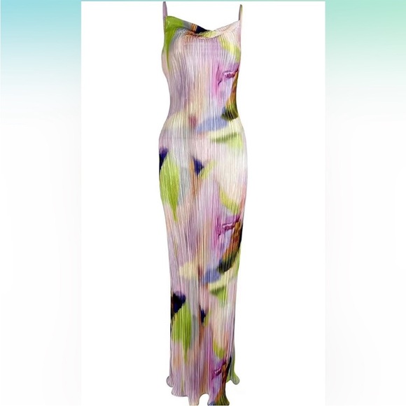 Multicolored Maxi Dress, Bump Friendly Dress, Wedding Guest Dress - Picture 6 of 9